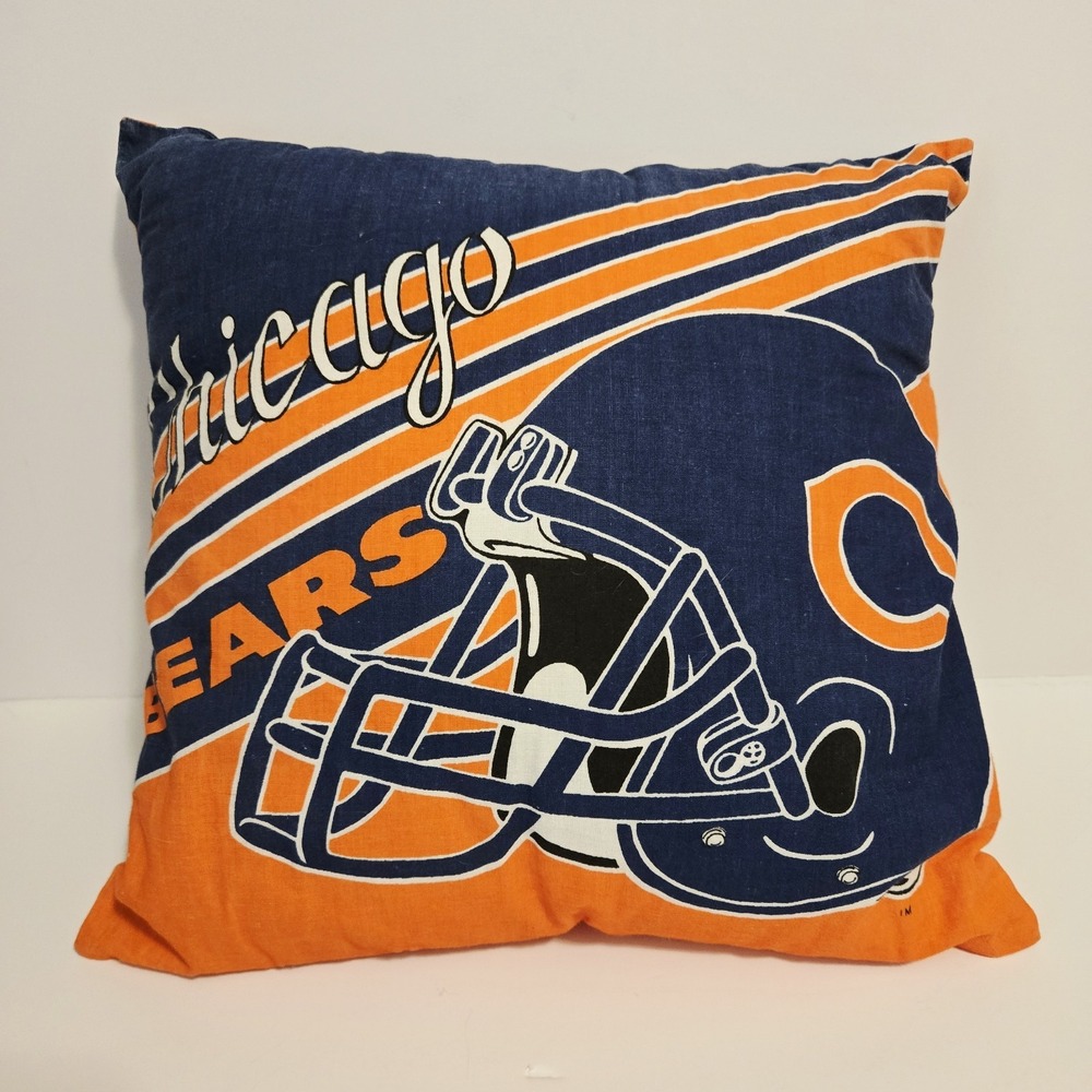 Vintage Handmade NFL Chicago Bears Football Helmet Throw Pillow 14" GUC - Picture 2 of 2